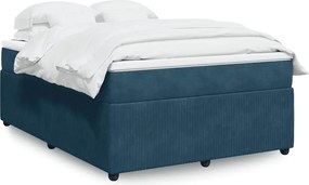 3285648 vidaXL Боксспринг легло с матрак, тъмносиньо, 140x200 см, кадифе