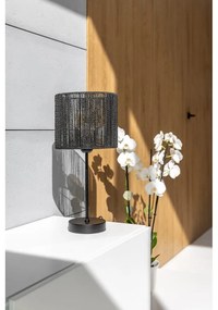 Черна настолна лампа с абажур от тъканa тръстика (височина 48 cm) Foresto – GTV