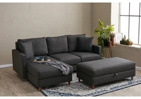 Антрацитен ъглов диван (ляв ъгъл) Eva – Balcab Home