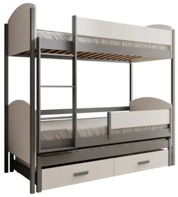 Двуетажно легло Лия-бяло-сиво-200 x 90