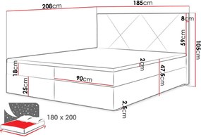 Тапицирано легло Fado IV with mattress and topper-Prasino-180 x 200