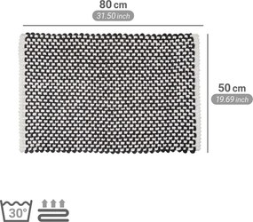 Черно-бял текстилен килим за баня 50x80 cm Covelo – Wenko