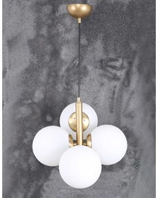 Висяща лампа със стъклен абажур в златисто и бяло ø 15 cm Forte - Squid Lighting