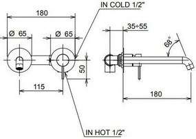 Смесител за мивка вграден La Torre Elle 316 35032-Inox
