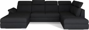 Черен разтегателен ъглов диван (десен ъгъл U форма) Evanell – ELTAP
