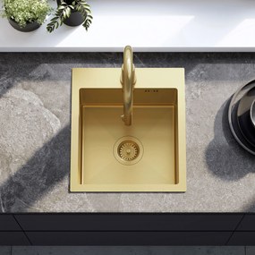 Стоманена мивка Leo 40 BRUSH GOLD