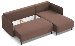 Розов разтегателен ъглов диван с място за съхранение (десен ъгъл) Luana – Makamii