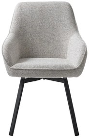 Светлосив тапициран трапезен стол с подлакътници Alma – Unique Furniture