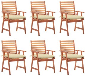 3078364 vidaXL Градински трапезни столове, 6 бр, с възглавници, акация масив