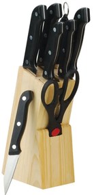 Комплект ножове с поставка ESPERANSA ES 1632 A, 9 части, Точило, Ножици, Неръждаема стомана, Черен