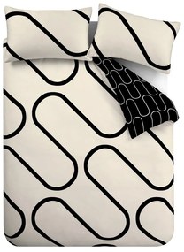 Черно и бежово спално бельо 200x200 cm Linear Curve - Catherine Lansfield