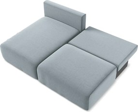 Син кадифен сгъваем/с място за съхранение ъглов диван (ляв ъгъл) Kalena – Makamii