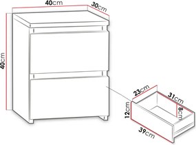 Нощно шкафче Malwa II-черен