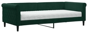 3197749 vidaXL Канапе с матрак, тъмнозелено, 90x200 см, кадифе