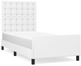 3125556 vidaXL Рамка за легло с табла, бяла, 100x200 см, изкуствена кожа
