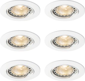 Комплект от 6 модерни вградени прожектора бели, накланящи се GU10 50mm - Edu