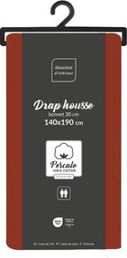 Еластичен чаршаф от памук перкал в тухлен цвят 140x190 cm Percaline – douceur d'intérieur