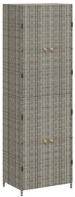 319873 vidaXL Градински шкаф за съхранение, сив, 59x40x180 см, полиратан