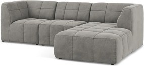 Сив кадифен ъглов диван (десен ъгъл) Aloha – Makamii