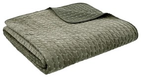 Зелено капитонирано покривало за легло 240x260 cm Attica Velvet Embroidered – Bianca