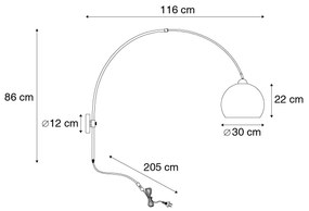 Интелигентна стенна дъгова лампа от стомана с бял абажур, включително Wifi A60 - Bow