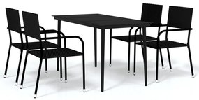 3099591 vidaXL Градински трапезен комплект, 5 части, черен
