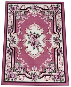 Красив розов килим с флорален десен
