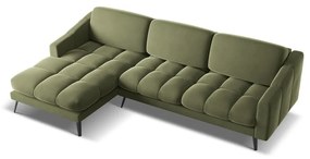 Зелен кадифен ъглов диван (ляв ъгъл) Nalu – Makamii