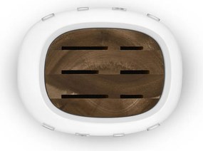 Комплект ножове със стойка SMEG KBSF02WH, 7 части, Слотове от акациево дърво, Немска неръждаема стомана, Бял