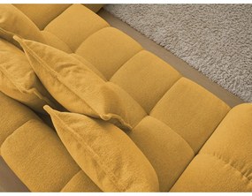 Шенилов сгъваем/с място за съхранение ъглов диван в цвят горчица (десен ъгъл/L форма) Everest – Bobochic Paris