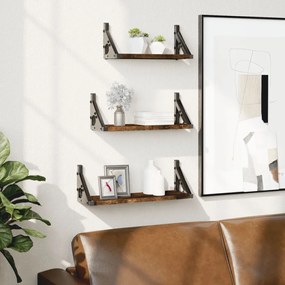 836320 vidaXL Комплект рафтове за стена, 3 бр, опушен дъб, инженерно дърво