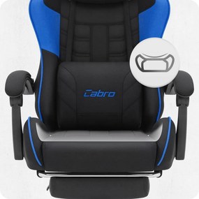 CABRO C501 Гейминг стол с подножка, до 150 кг, черен и син