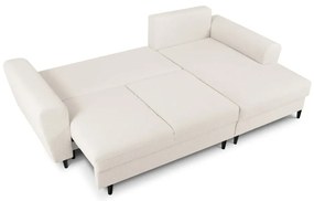 Бежов разтегателен ъглов диван с място за съхранение от прежда с примки от букле (десен ъгъл) Kyoto – Cosmopolitan Design