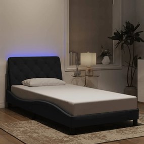 3213839 vidaXL Рамка за легло с LED осветление без матрак, черна, 100x200 см, кадифе