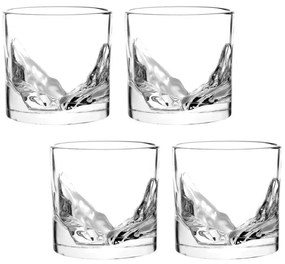 Комплект чаши за уиски LIITON Grand Canyon 300 мл, 4 бр, Удебелени стени, 3D дъно с форма на Гранд Каньон, Прозрачен