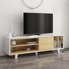 Масичка за телевизор от бял/естествен дъб 160x49 cm Rosmar - Kalune Design
