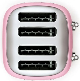 Тостер за хляб SMEG 50's Style TSF03PKEU, 2000W, 4 филии, 6 нива, Тавичка за трохи, Вграден кабел, Неръждаема стомана, Розов