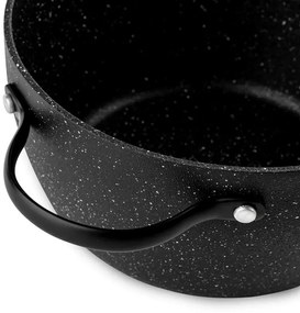 Тенджера Luigi Ferrero Symphony FR-2010, 20x10.5 см, 2.6 л, Незалепващо покритие, Стъклен капак с отвор за пара, Стоманени дръжки с PVD, Индукция, Черен мрамор