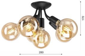 Черно осветително тяло за таван без абажури Viggo – LAMKUR