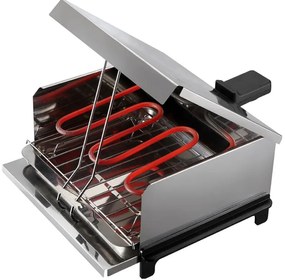 Парти грил SAPIR SP 1015 PGS, 800W, Демонтиращи се дръжка и скара, Тавичка за мазнина, Инокс