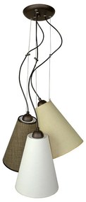 Пендел ПИЗА, патина, абажури Сами Бял + Екрю + Кафяв, 3xE27