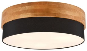 Черно и естествено осветително тяло за таван с текстилен абажур Seasons – Trio