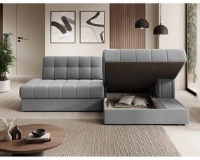 Сив кадифен разтегателен ъглов диван (десен ъгъл) Blezalt – ELTAP