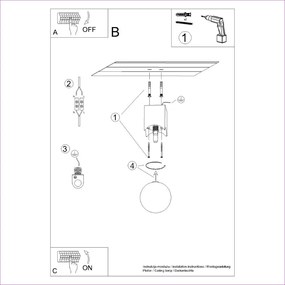 Осветително тяло за таван в естествен цвят със стъклен абажур 12x12 cm Rayer – Sollux