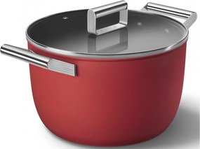 Тенджера SMEG CKFC2611RDM, 7.7 л, Ø26 см, Тефлоново покритие, До 250°C, Индукция, Червен
