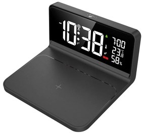 Solight CA06 - LED будилник с LCD и безжично зареждане Qi 10W/230V