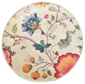 Изтривалка за баня Circle Vintage Flower, ø 140 cm - Foutastic