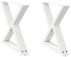4012709 vidaXL Крака за масичка за кафе, 2 бр., бели, 60 x (42-43,3) см, стомана