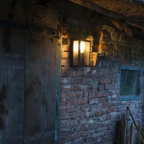 Индустриална външна стенна лампа черна със стъкло 25,5 см IP44 - Rotterdam