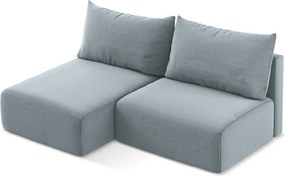 Син кадифен сгъваем/с място за съхранение ъглов диван (ляв ъгъл) Kalena – Makamii